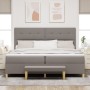 Cama Box Spring  con colchón y banco Taupe 200x200 cm Tela | Foro24.es | Tu tienda online para hogar, jardín y más Foro24.es