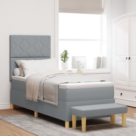 Comprar Cama con Somier con Colchón y Banco Gris