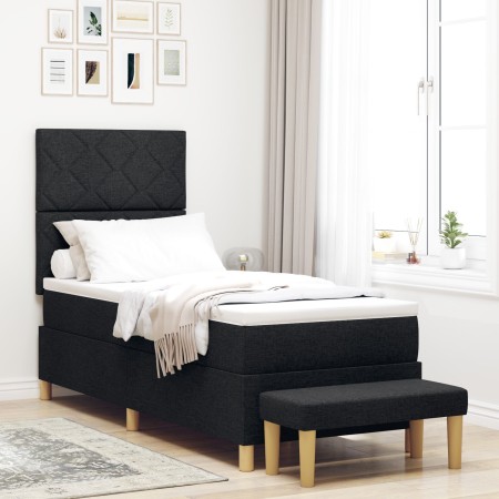 Cama con Base de Muelles con Colchón y Banco Negra 80x200 cm Tela | Foro24.es | Tu tienda online para hogar, jardín y más Foro24.es