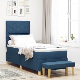 Cama con Box Spring con Colchón y Banco Azul 80x200 cm Tela de , Camas y somieres - Ref: Foro24-3344337, Precio: 355,73 €, De...