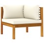 Sofá de jardín de 4 plazas con cojín crema madera de acacia de vidaXL, Conjuntos de jardín - Ref: Foro24-3086933, Precio: 732...