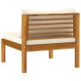 Sofá de jardín de 4 plazas con cojín crema madera de acacia de vidaXL, Conjuntos de jardín - Ref: Foro24-3086933, Precio: 732...