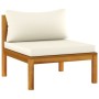 Sofá de jardín de 4 plazas con cojín crema madera de acacia de vidaXL, Conjuntos de jardín - Ref: Foro24-3086933, Precio: 732...