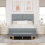 Cama con Base de Resorte con Colchón y Banco Gris Claro 140x190 cm Tela de , Camas y somieres - Ref: Foro24-3344373, Precio: ...