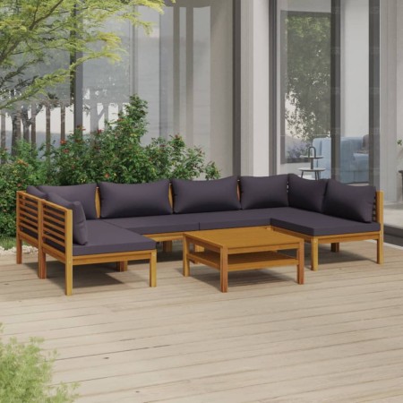 Muebles de jardín 7 pzas cojines madera maciza de acacia de vidaXL, Conjuntos de jardín - Ref: Foro24-3086915, Precio: 882,14...