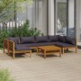 Muebles de jardín 7 pzas cojines madera maciza de acacia de vidaXL, Conjuntos de jardín - Ref: Foro24-3086915, Precio: 882,14...