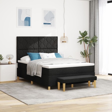 Cama con Base de Resorte con Colchón y Banco Negro 140x200 cm Tela | Foro24.es | Tu tienda online para hogar, jardín y más Foro24.es