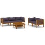 Muebles de jardín 6 pzas cojines madera maciza de acacia de vidaXL, Conjuntos de jardín - Ref: Foro24-3086903, Precio: 823,94...
