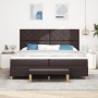 Cama con somier con colchón y banco marrón oscuro 200x200 cm tela de , Camas y somieres - Ref: Foro24-3344404, Precio: 754,05...