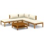Muebles de jardín 6 pzas cojines crema madera maciza de acacia de vidaXL, Conjuntos de jardín - Ref: Foro24-3086924, Precio: ...