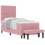 Cama de Base con Colchón y Banco Rosa 80x200 cm Terciopelo de , Camas y somieres - Ref: Foro24-3344413, Precio: 357,29 €, Des...