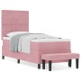 Cama de Base con Colchón y Banco Rosa 80x200 cm Terciopelo de , Camas y somieres - Ref: Foro24-3344413, Precio: 357,29 €, Des...