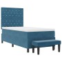 cama base de caja con colchón y banco azul oscuro 90x190 cm terciopelo | Foro24.es | Tu tienda online para hogar, jardín y más Foro24.es