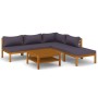 Muebles de jardín 6 pzas cojines madera maciza de acacia de vidaXL, Conjuntos de jardín - Ref: Foro24-3086916, Precio: 562,24...
