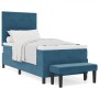 Cama con Box Spring con Colchón & Banco Azul Oscuro 80x200 cm Terciopelo de , Camas y somieres - Ref: Foro24-3344478, Precio:...