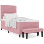 Cama con base de resortes, colchón y banco rosa 90x190 cm terciopelo | Foro24.es | Tu tienda online para hogar, jardín y más Foro24.es