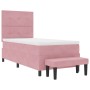 Cama con base de resortes, colchón y banco rosa 90x190 cm terciopelo | Foro24.es | Tu tienda online para hogar, jardín y más Foro24.es