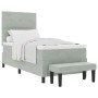Cama Box Spring con Colchón y Banco Gris Claro 100x200 cm Terciopelo de , Camas y somieres - Ref: Foro24-3344492, Precio: 372...