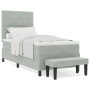 Cama Box Spring con Colchón y Banco Gris Claro 100x200 cm Terciopelo de , Camas y somieres - Ref: Foro24-3344492, Precio: 372...