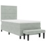Cama Box Spring con Colchón y Banco Gris Claro 100x200 cm Terciopelo de , Camas y somieres - Ref: Foro24-3344492, Precio: 372...