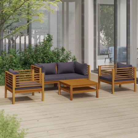 Muebles de jardín 5 pzas cojines madera maciza de acacia de vidaXL, Conjuntos de jardín - Ref: Foro24-3086902, Precio: 620,11...