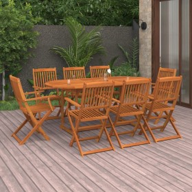 Set de comedor para jardín 9 piezas madera maciza de acacia de vidaXL, Conjuntos de jardín - Ref: Foro24-3086971, Precio: 685...