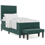Cama con Somier con Colchón y Banco Verde Oscuro 100x200 cm Terciopelo de , Camas y somieres - Ref: Foro24-3344495, Precio: 3...