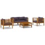 Muebles de jardín 5 pzas cojines madera maciza de acacia de vidaXL, Conjuntos de jardín - Ref: Foro24-3086902, Precio: 620,11...