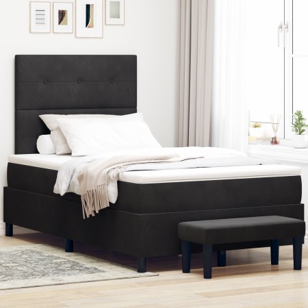 Cama Box Spring con Colchón y Banco Negro 120x200 cm Terciopelo de , Camas y somieres - Ref: Foro24-3344506, Precio: 452,04 €...