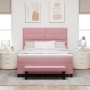 Cama con base con Colchón y Banco Rosa 140x190 cm Terciopelo de , Camas y somieres - Ref: Foro24-3344515, Precio: 537,37 €, D...