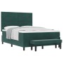 Cama con Base Resortes con Colchón y Banco Verde Oscuro 140x200 cm Terciopelo de , Camas y somieres - Ref: Foro24-3344519, Pr...