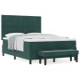 Cama con Base Resortes con Colchón y Banco Verde Oscuro 140x200 cm Terciopelo de , Camas y somieres - Ref: Foro24-3344519, Pr...
