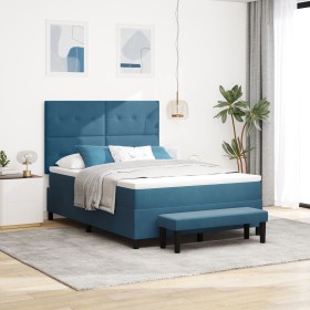 Cama con base y colchón y banco azul oscuro 160x200 cm terciopelo de , Camas y somieres - Ref: Foro24-3344526, Precio: 588,22...