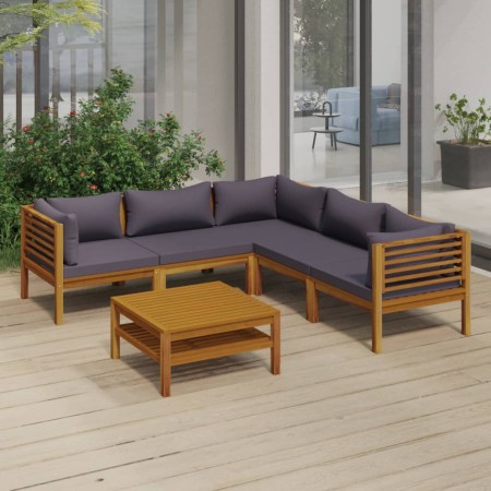 Muebles de jardín 6 pzas cojines madera maciza de acacia de vidaXL, Conjuntos de jardín - Ref: Foro24-3086905, Precio: 761,84...
