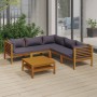 Muebles de jardín 6 pzas cojines madera maciza de acacia de vidaXL, Conjuntos de jardín - Ref: Foro24-3086905, Precio: 761,84...