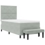 Cama con Somier con Colchón & Banco Gris Claro 90x190 cm Terciopelo | Foro24.es | Tu tienda online para hogar, jardín y más Foro24.es
