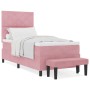 Cama Box Spring Rosa con Colchón y Banco 90x190 cm Terciopelo de , Camas y somieres - Ref: Foro24-3344551, Precio: 370,83 €, ...