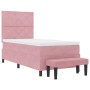 Cama Box Spring Rosa con Colchón y Banco 90x190 cm Terciopelo de , Camas y somieres - Ref: Foro24-3344551, Precio: 370,83 €, ...