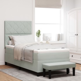 Comprar Cama con Somier con Colchón y Banco Gris