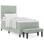 Cama con Somier con Colchón y Banco Gris Claro 90x200 cm Terciopelo | Foro24.es | Tu tienda online para hogar, jardín y más Foro24.es