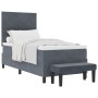 Cama con Estructura con Colchón y Banco Gris Oscuro 100x200 cm Terciopelo | Foro24.es | Tu tienda online para hogar, jardín y más Foro24.es
