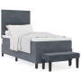Cama con Estructura con Colchón y Banco Gris Oscuro 100x200 cm Terciopelo | Foro24.es | Tu tienda online para hogar, jardín y más Foro24.es