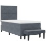 Cama con Estructura con Colchón y Banco Gris Oscuro 100x200 cm Terciopelo | Foro24.es | Tu tienda online para hogar, jardín y más Foro24.es