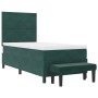 Cama con Box Spring con Colchón & Banco Verde Oscuro 100x200 cm Terciopelo de , Camas y somieres - Ref: Foro24-3344561, Preci...