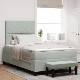 Comprar Cama Tapizada con Colchón y Banco Gris