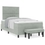 Cama Tapizada con Colchón y Banco Gris Claro 120x200 cm Terciopelo | Foro24.es | Tu tienda online para hogar, jardín y más Foro24.es
