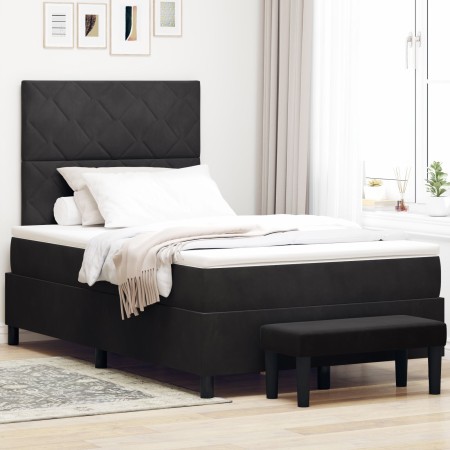Cama tipo Box Spring con colchón y banco negro 120x200 cm de terciopelo de , Camas y somieres - Ref: Foro24-3344572, Precio: ...
