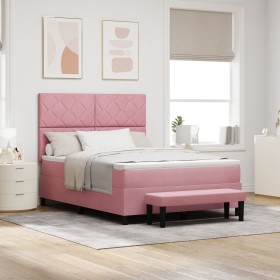 Comprar Cama con Somier con Colchón y Banco Rosa