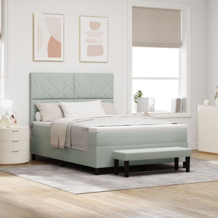 Cama con Base con Colchón y Banco Gris Claro 160x200 cm Terciopelo | Foro24.es | Tu tienda online para hogar, jardín y más Foro24.es