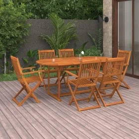 Set de comedor de jardín 7 piezas madera maciza de acacia de vidaXL, Conjuntos de jardín - Ref: Foro24-3086970, Precio: 510,7...